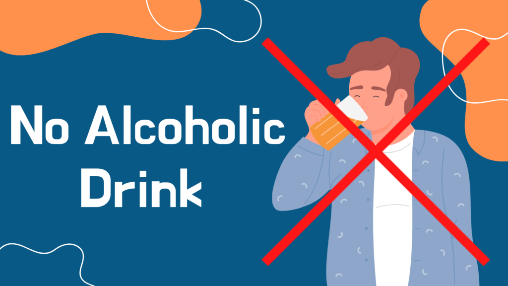 ビールを飲む男性のイラストに赤いバツ印が重なった「No Alcoholic Drink」のメッセージ入り画像